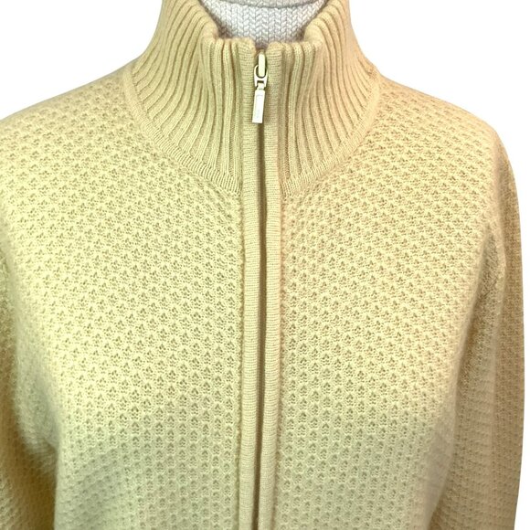 Marshall Fields Cashmere Full Zip Cardigan Sweater Womens Large Yellow - Picture 3 of 10